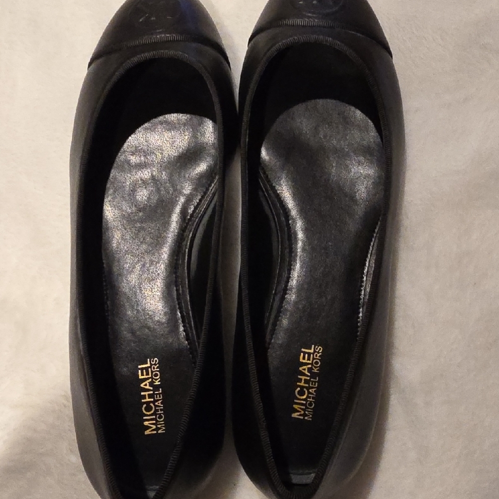 Michael Kors Classic Black Leather Flats, Size 8, Never Worn!
